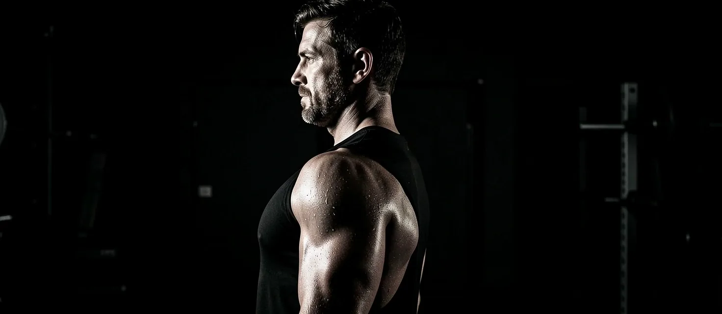 Silhouette of man in dark gym lighting