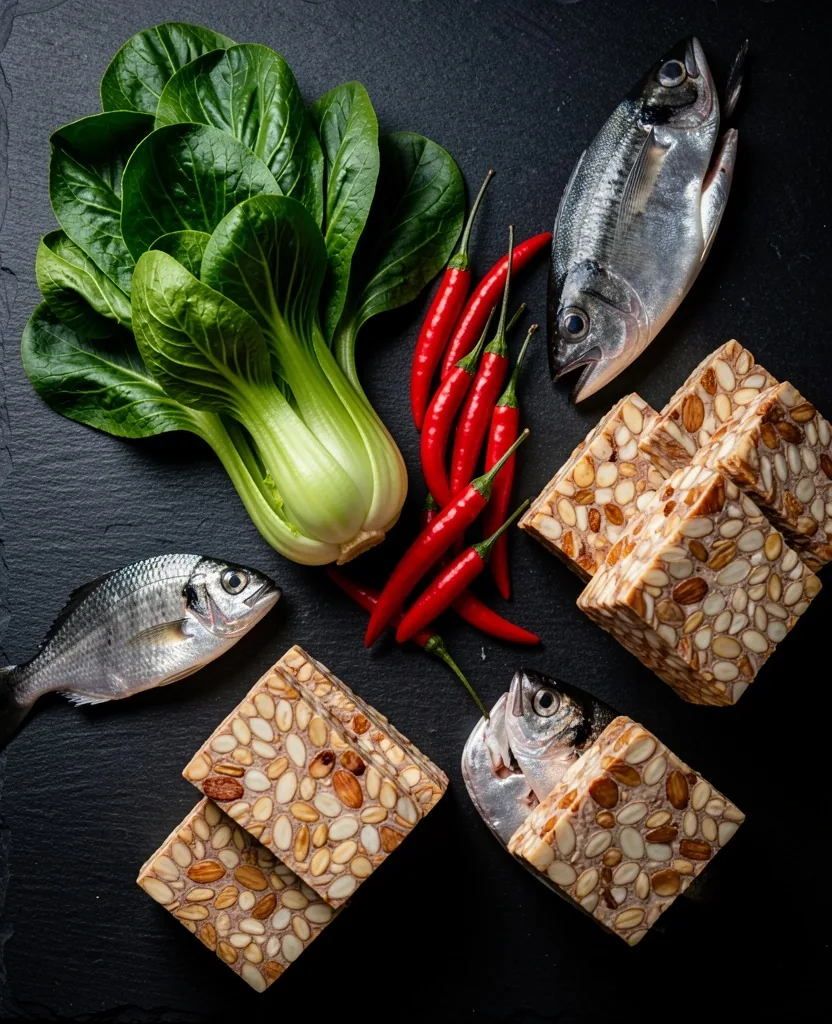 Fresh whole foods from local Indonesian markets